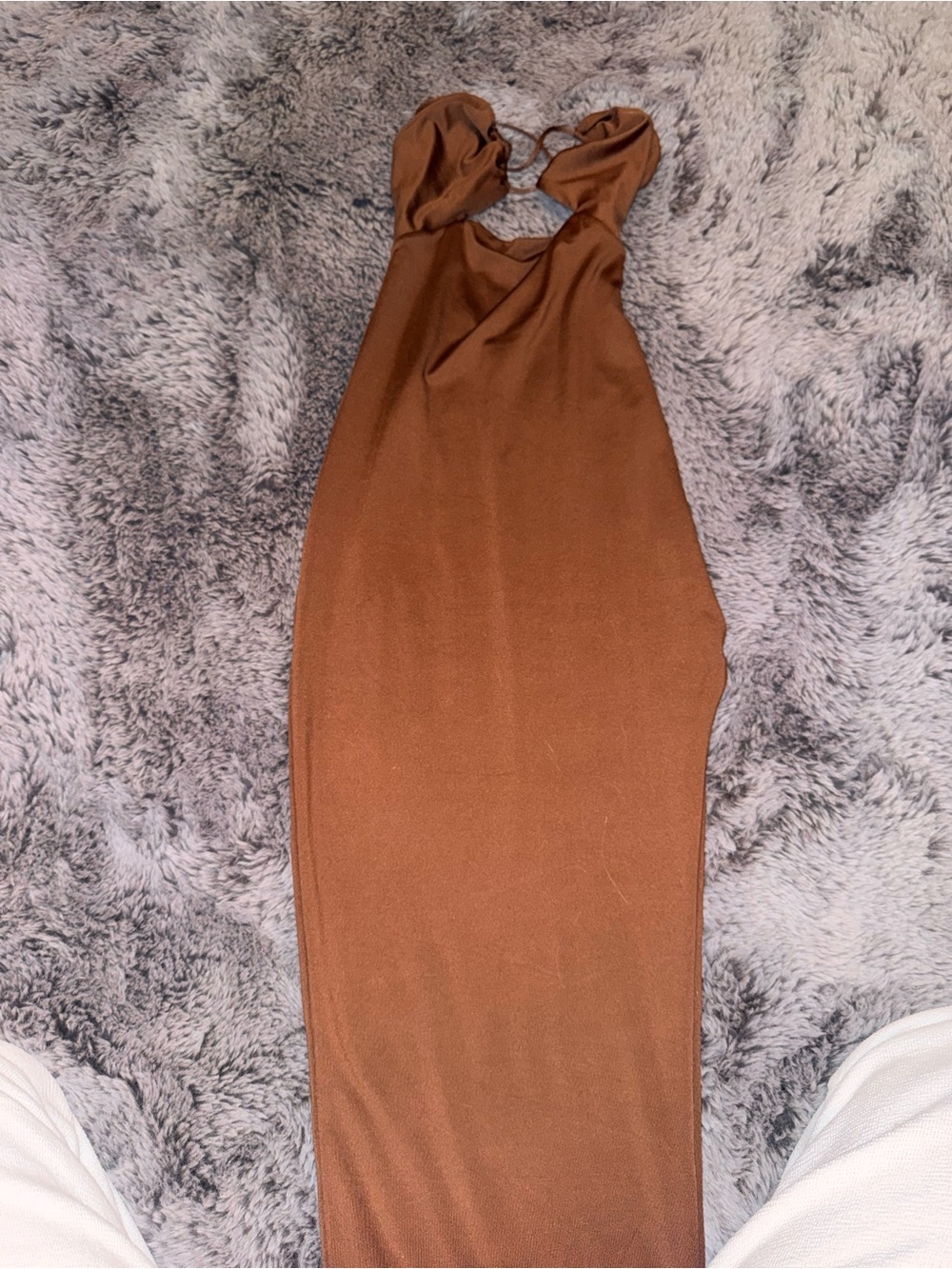 Oh Polly Chocolate Brown Halter Maxi Dress